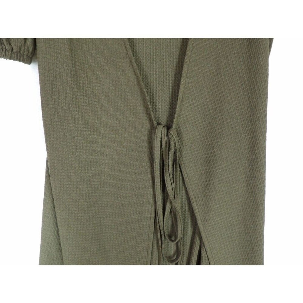 LASCANA Cardigan Cover Up Women XL Olive Green Tie-Front Puff Sleeve Ribbed - Picture 11 of 11